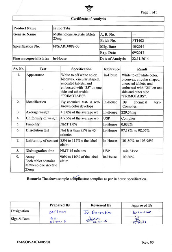 メテノロン Primo通販 効果 アナボリックステロイド オオサカ堂